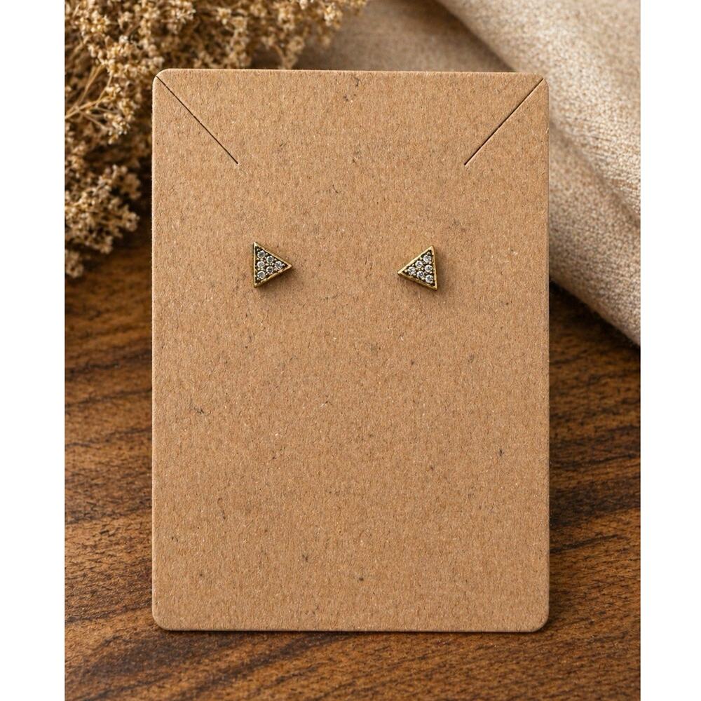 Minimalist Triangle Stud Earrings Gold Tone